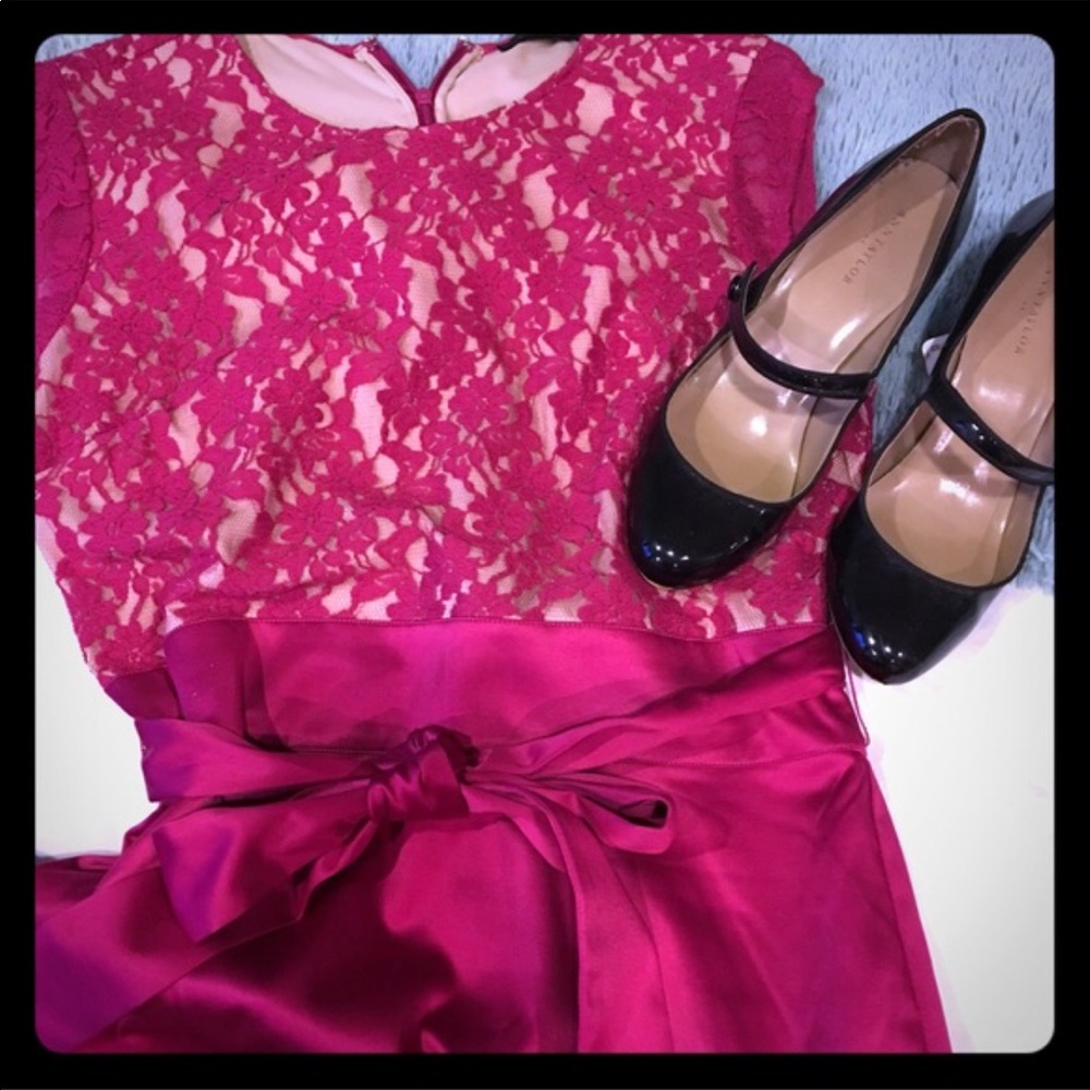 The limited fuschia lace top dress